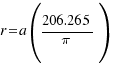 r= a (206.265/pi)
